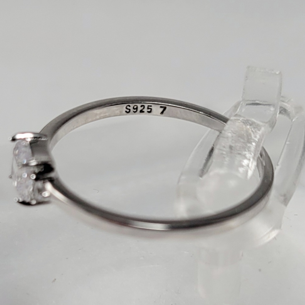 Sterling Silver Dainty Princess Cut Ring - Picture 9 of 13